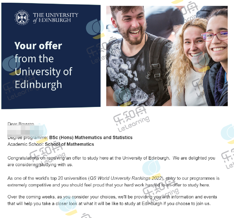 名校为你转身 | 英国爱丁堡大学的offer到！世界排名16的名校，恭喜BY同学！(图3)